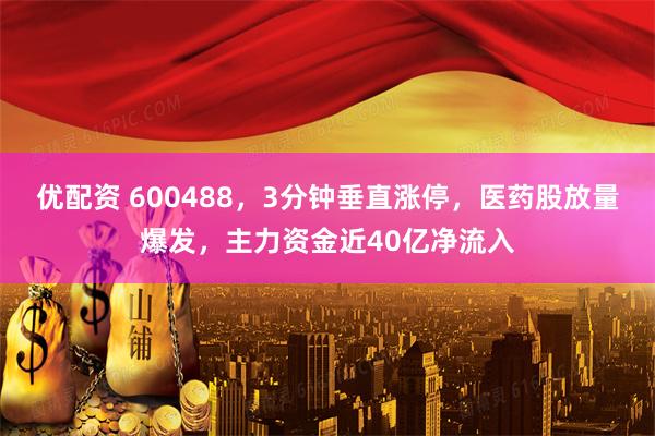 优配资 600488，3分钟垂直涨停，医药股放量爆发，主力资金近40亿净流入