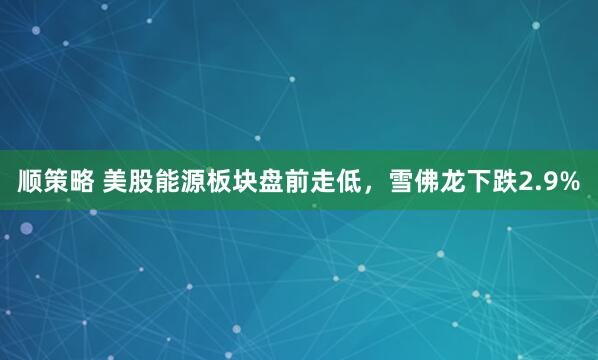 顺策略 美股能源板块盘前走低，雪佛龙下跌2.9%
