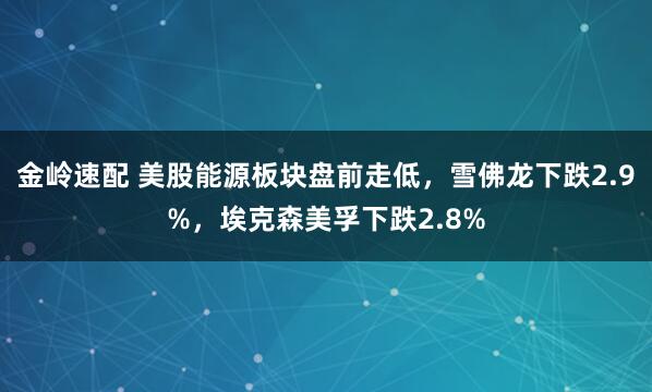 金岭速配 美股能源板块盘前走低，雪佛龙下跌2.9%，埃克森美孚下跌2.8%